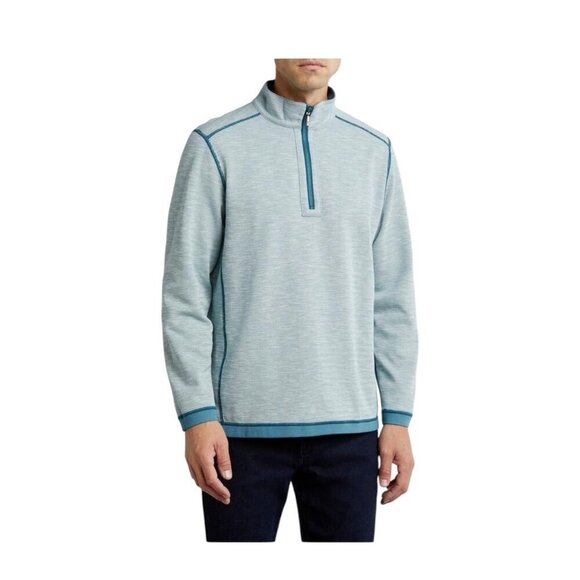 Tommy Bahama Men Blue Quarter Zip Reversible Pullover Sweatshirt Sz L New - Picture 4 of 11